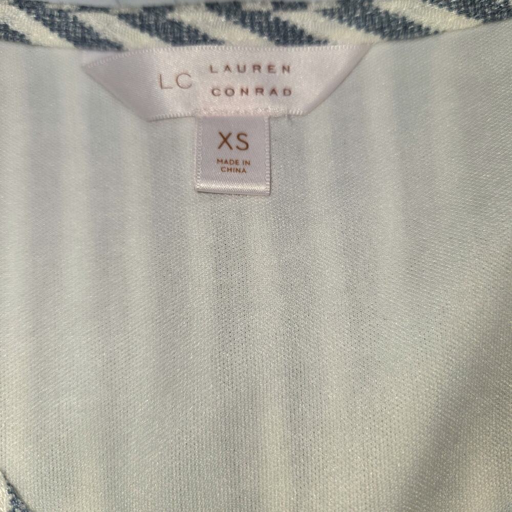 Lauran Conrad XS Women's Dress White Blue Misses Size 0 2 Extra Small - Picture 2 of 5